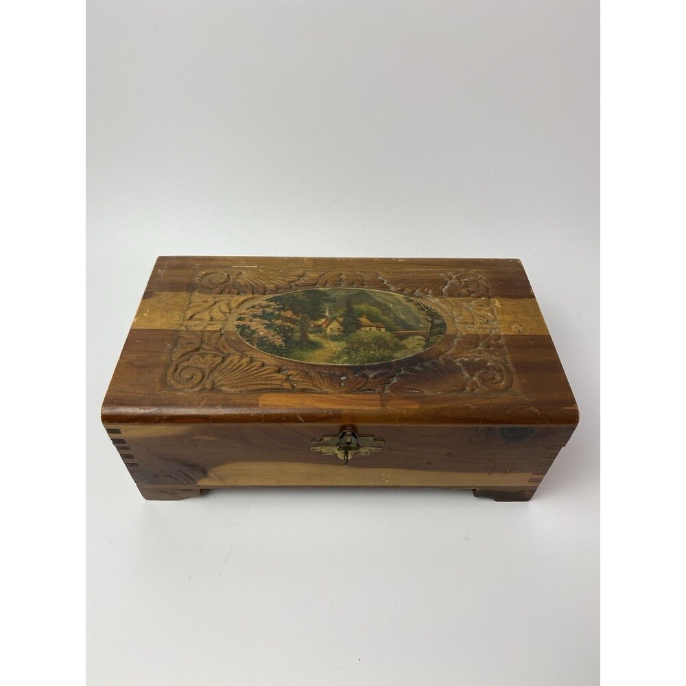 Vintage Wood Box, No Liner, Clasp Intact, 10x5.5